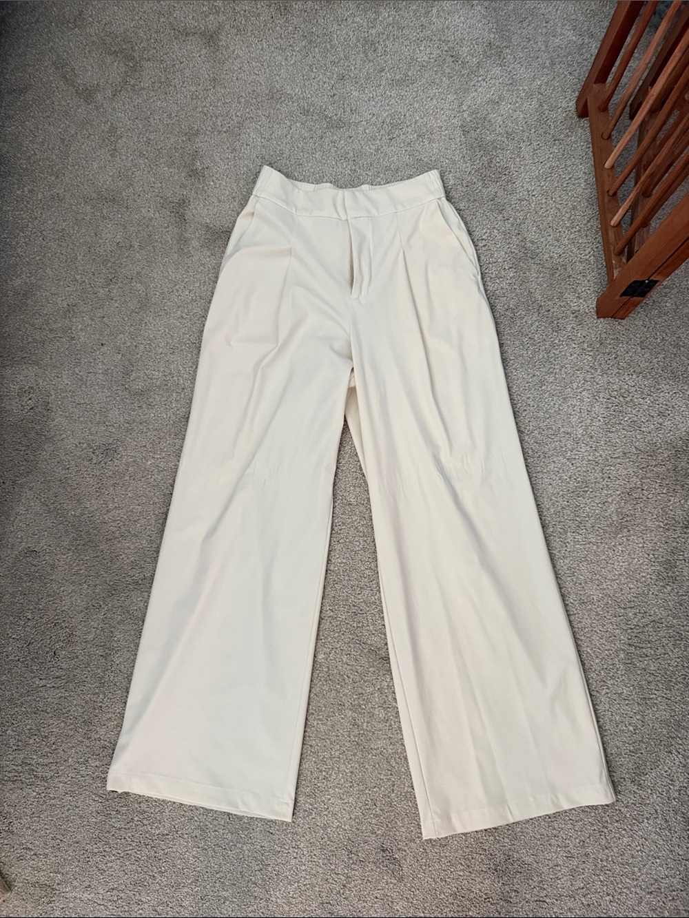Athleta Cream Wide-Leg Pull-On Pants